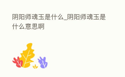 陰陽師魂玉是什么_陰陽師魂玉是什么意思啊