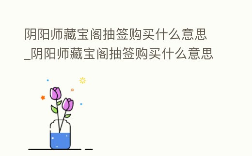 陰陽師藏寶閣抽簽購買什么意思_陰陽師藏寶閣抽簽購買什么意思呀