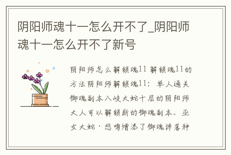 陰陽(yáng)師魂十一怎么開不了_陰陽(yáng)師魂十一怎么開不了新號(hào)