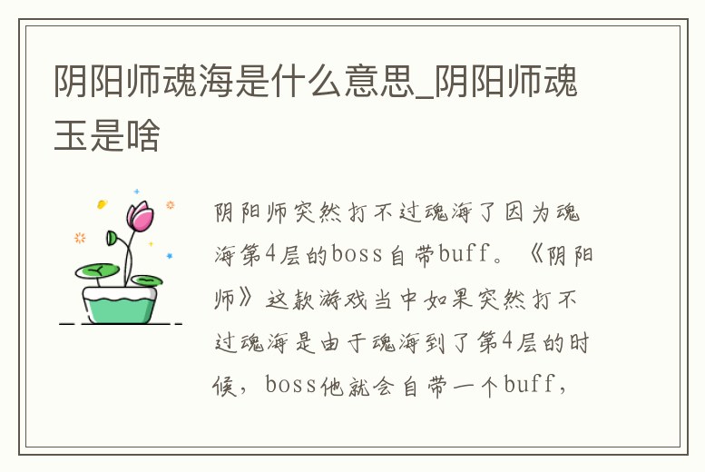 陰陽師魂海是什么意思_陰陽師魂玉是啥