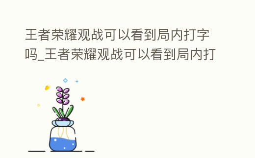 王者榮耀觀戰可以看到局內打字嗎_王者榮耀觀戰可以看到局內打字嗎蘋果