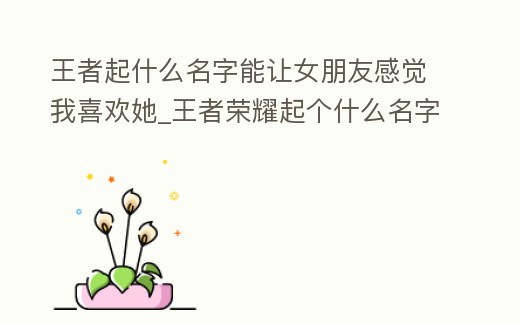 王者起什么名字能讓女朋友感覺我喜歡她_王者榮耀起個什么名字能讓女孩喜歡