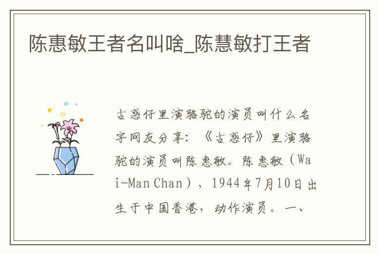 陳惠敏王者名叫啥_陳慧敏打王者