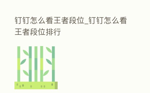 釘釘怎么看王者段位_釘釘怎么看王者段位排行