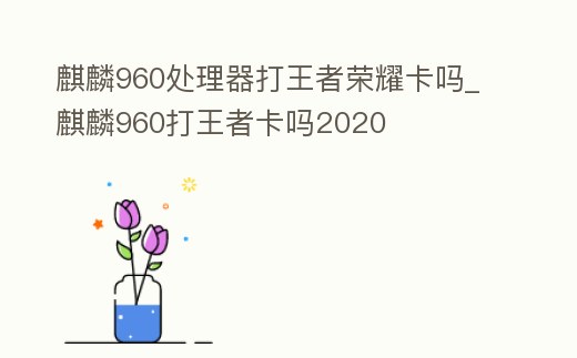 麒麟960處理器打王者榮耀卡嗎_麒麟960打王者卡嗎2020