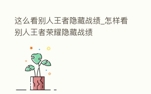 這么看別人王者隱藏戰(zhàn)績_怎樣看別人王者榮耀隱藏戰(zhàn)績