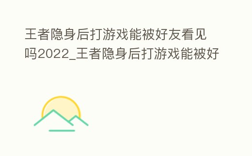 王者隱身后打游戲能被好友看見嗎2022_王者隱身后打游戲能被好友看見嗎戰績
