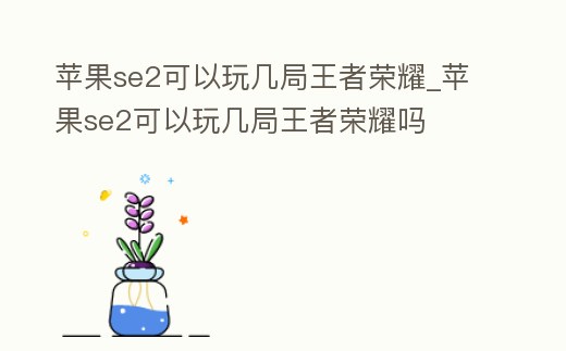 蘋果se2可以玩幾局王者榮耀_蘋果se2可以玩幾局王者榮耀嗎