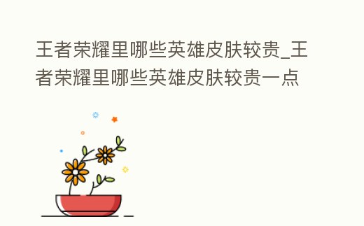 王者榮耀里哪些英雄皮膚較貴_王者榮耀里哪些英雄皮膚較貴一點