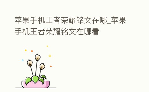 蘋果手機王者榮耀銘文在哪_蘋果手機王者榮耀銘文在哪看