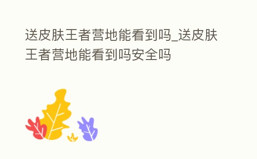 送皮膚王者營(yíng)地能看到嗎_送皮膚王者營(yíng)地能看到嗎安全嗎