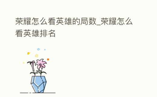 榮耀怎么看英雄的局數_榮耀怎么看英雄排名