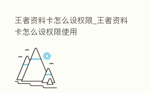 王者資料卡怎么設權限_王者資料卡怎么設權限使用