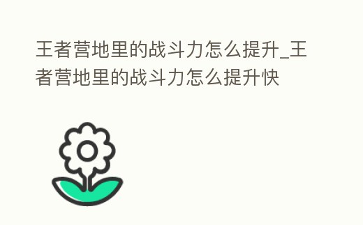王者營地里的戰斗力怎么提升_王者營地里的戰斗力怎么提升快