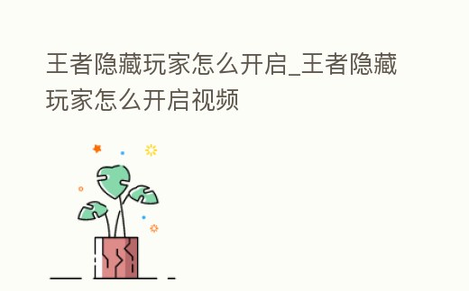 王者隱藏玩家怎么開啟_王者隱藏玩家怎么開啟視頻