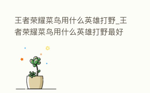 王者榮耀菜鳥用什么英雄打野_王者榮耀菜鳥用什么英雄打野最好