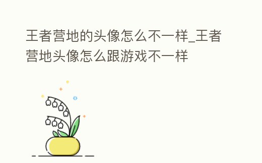王者營地的頭像怎么不一樣_王者營地頭像怎么跟游戲不一樣