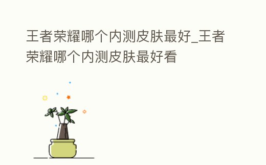 王者榮耀哪個內測皮膚最好_王者榮耀哪個內測皮膚最好看