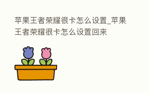 蘋果王者榮耀很卡怎么設置_蘋果王者榮耀很卡怎么設置回來