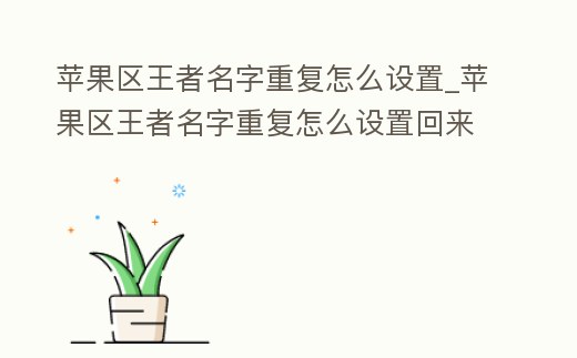 蘋果區王者名字重復怎么設置_蘋果區王者名字重復怎么設置回來
