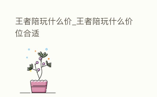 王者陪玩什么價_王者陪玩什么價位合適