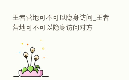 王者營地可不可以隱身訪問_王者營地可不可以隱身訪問對方