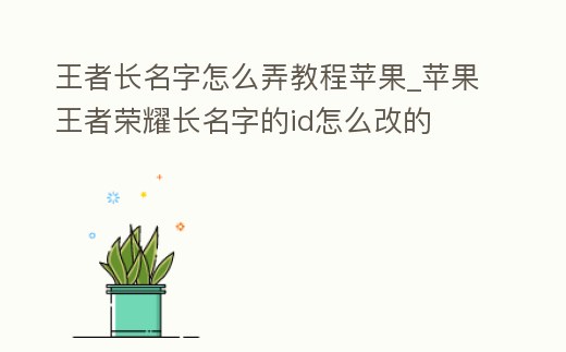 王者長名字怎么弄教程蘋果_蘋果王者榮耀長名字的id怎么改的