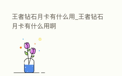 王者鉆石月卡有什么用_王者鉆石月卡有什么用啊