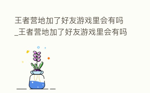 王者營地加了好友游戲里會有嗎_王者營地加了好友游戲里會有嗎安全嗎
