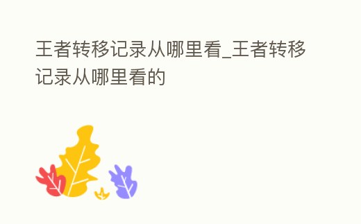 王者轉移記錄從哪里看_王者轉移記錄從哪里看的