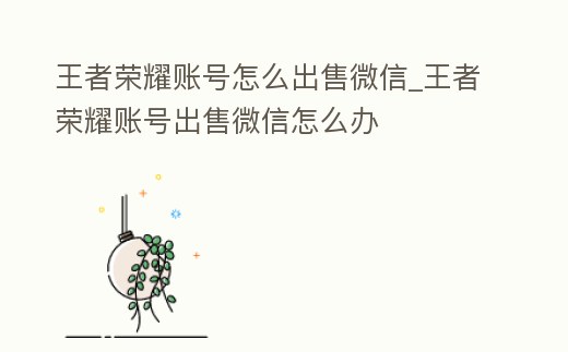 王者榮耀賬號怎么出售微信_王者榮耀賬號出售微信怎么辦