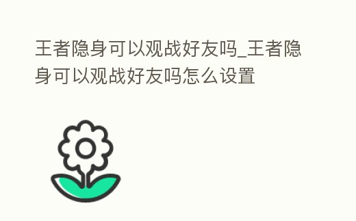 王者隱身可以觀戰好友嗎_王者隱身可以觀戰好友嗎怎么設置