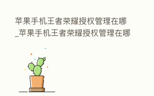 蘋果手機王者榮耀授權管理在哪_蘋果手機王者榮耀授權管理在哪里
