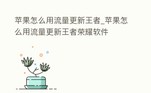 蘋果怎么用流量更新王者_蘋果怎么用流量更新王者榮耀軟件