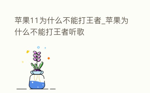 蘋果11為什么不能打王者_蘋果為什么不能打王者聽歌