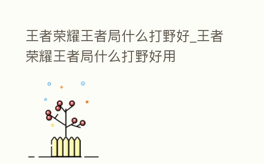 王者榮耀王者局什么打野好_王者榮耀王者局什么打野好用