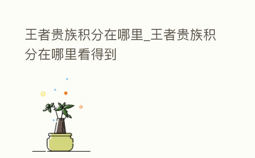 王者貴族積分在哪里_王者貴族積分在哪里看得到