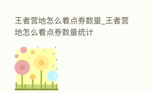 王者營地怎么看點券數量_王者營地怎么看點券數量統計