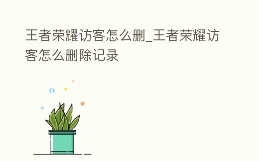 王者榮耀訪客怎么刪_王者榮耀訪客怎么刪除記錄