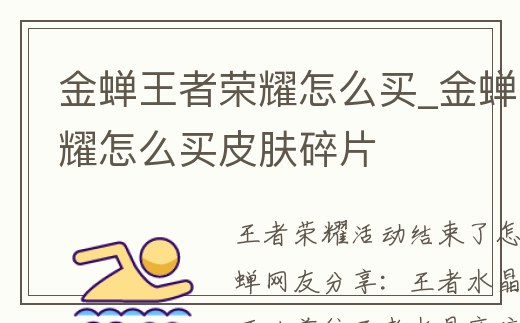 金蟬王者榮耀怎么買_金蟬王者榮耀怎么買皮膚碎片