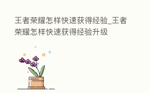 王者榮耀怎樣快速獲得經驗_王者榮耀怎樣快速獲得經驗升級