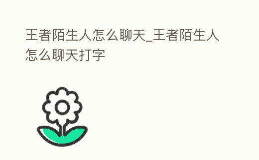王者陌生人怎么聊天_王者陌生人怎么聊天打字