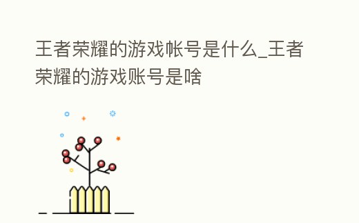 王者榮耀的游戲帳號是什么_王者榮耀的游戲賬號是啥