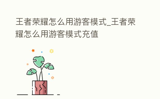 王者榮耀怎么用游客模式_王者榮耀怎么用游客模式充值