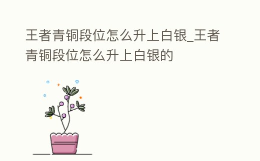 王者青銅段位怎么升上白銀_王者青銅段位怎么升上白銀的