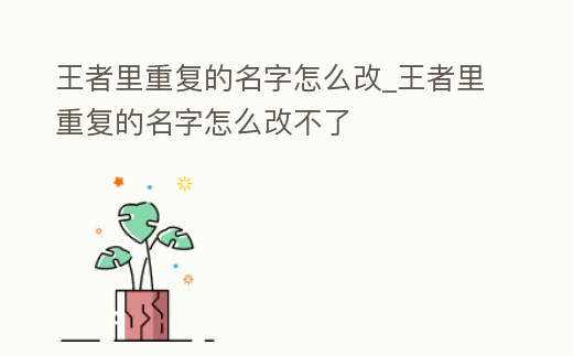 王者里重復的名字怎么改_王者里重復的名字怎么改不了