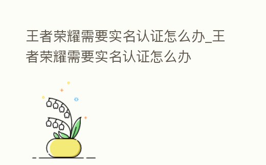 王者榮耀需要實名認證怎么辦_王者榮耀需要實名認證怎么辦