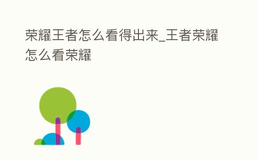 榮耀王者怎么看得出來_王者榮耀怎么看榮耀