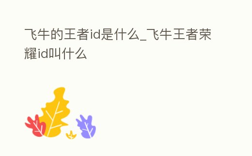 飛牛的王者id是什么_飛牛王者榮耀id叫什么