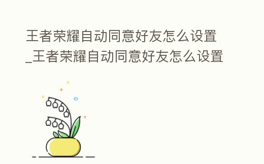 王者榮耀自動(dòng)同意好友怎么設(shè)置_王者榮耀自動(dòng)同意好友怎么設(shè)置不了